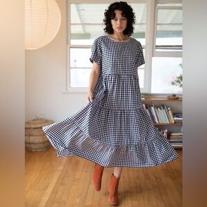 Tradlands Chalet Black and White Gingham Tiered Dress